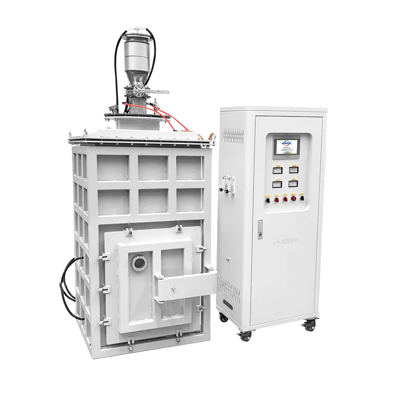 Vacuum Atmosphere Frit Furnace (5L):   - Surrounding heating with silicon carbide rods   - Equipped with a two-stage rotary vane pump   - Inlet and outlet gas controlled by stainless steel valves