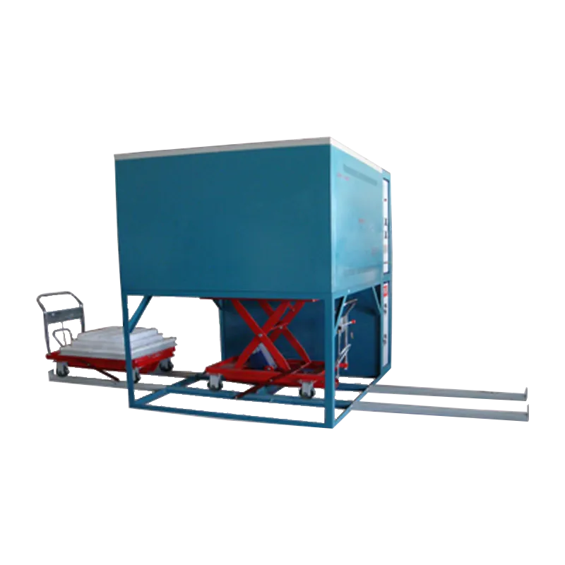 Cart-type lifting furnace with silicon carbide rod heating, featuring a wide range of heating rates from 1℃/h to 40℃/min