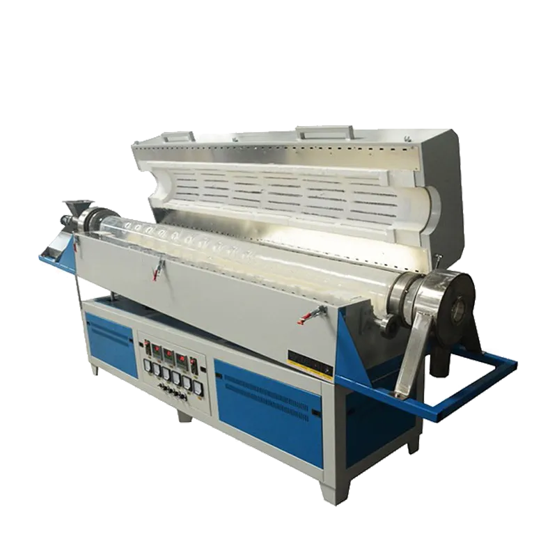 sealed quartz tube rotary furnace with tiltable and rotatable furnace tube 340 stainless steel adjustable-speed screw feeder